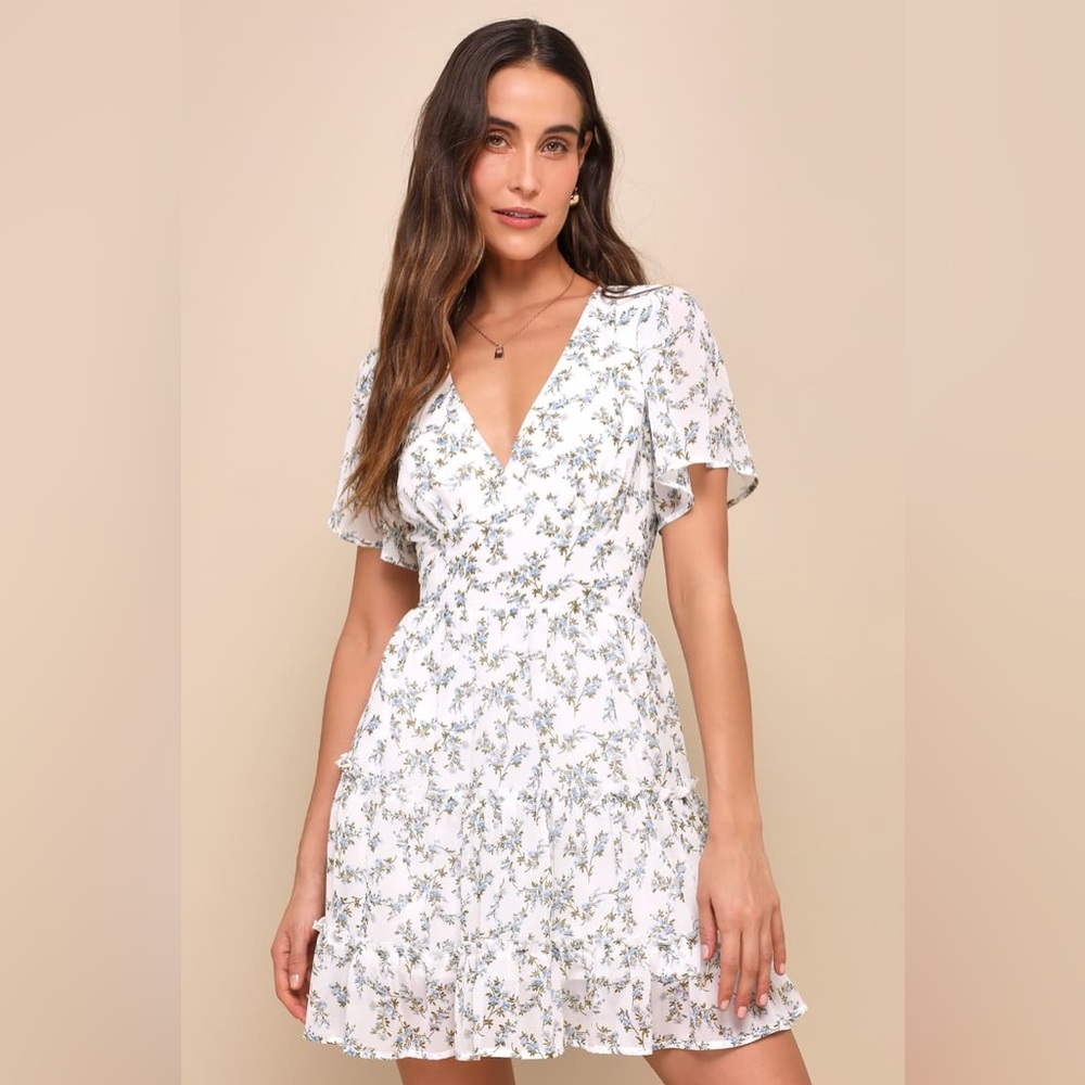 Lulu’s White Floral Mini Dress